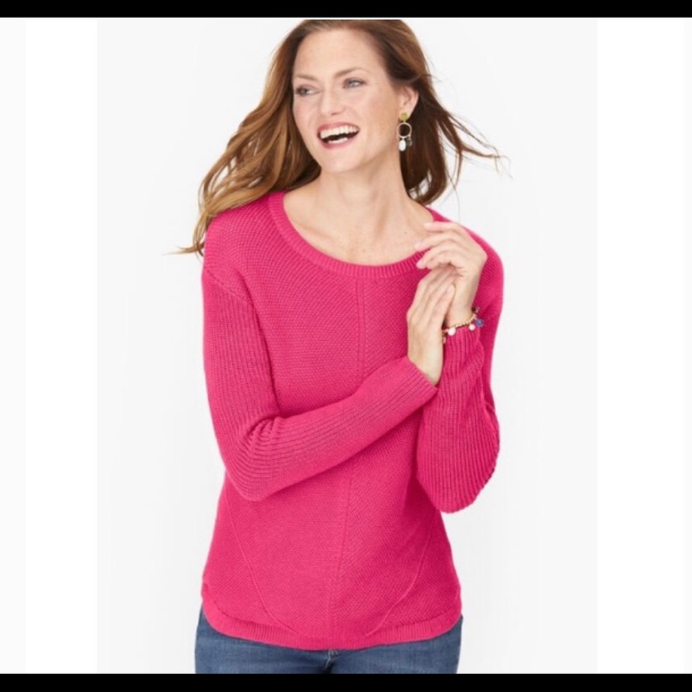 TALBOTS NWT 100% Pima Cotton Sweater ~ Size Large ~ Vivid Pink ~